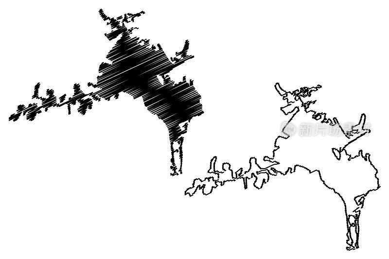 迪亚巴克尔市(土耳其共和国，安纳托利亚东南部地区)地图矢量图，涂鸦草图迪亚巴克尔市地图