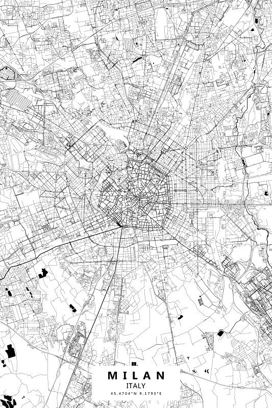 米兰,意大利矢量地图