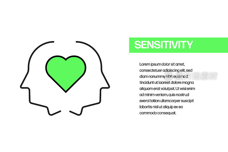 灵敏度平面线图标，轮廓向量符号插图。