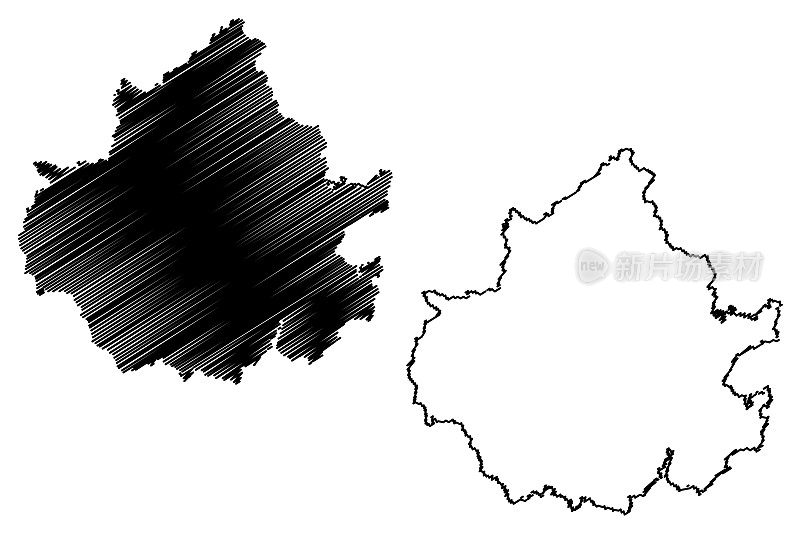 水原市(韩国，大韩民国，韩国，京畿道)地图矢量插图，水原市速写地图