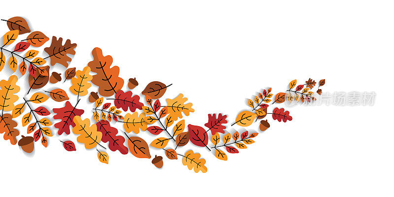 向量插图的一个创造性的秋天背景与秋天的树叶