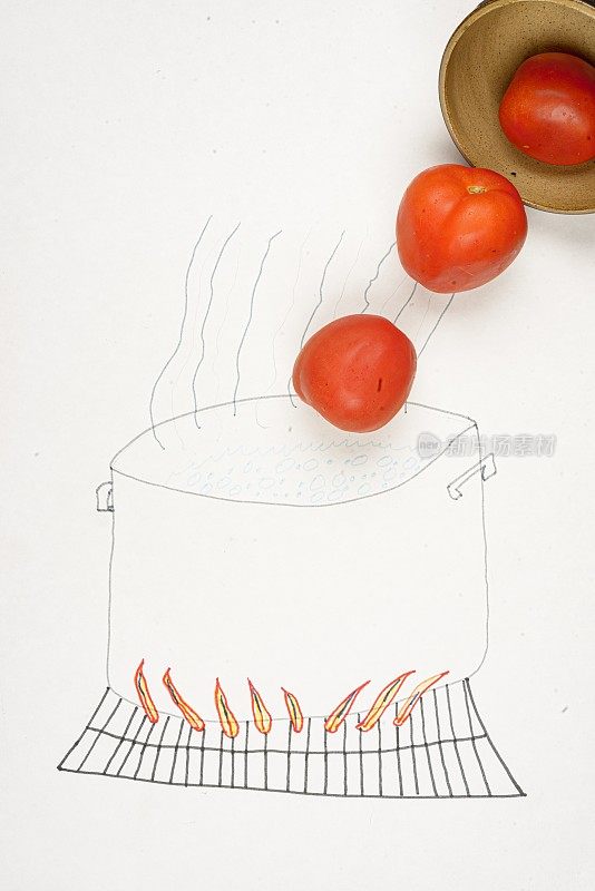 做饭,生西红柿