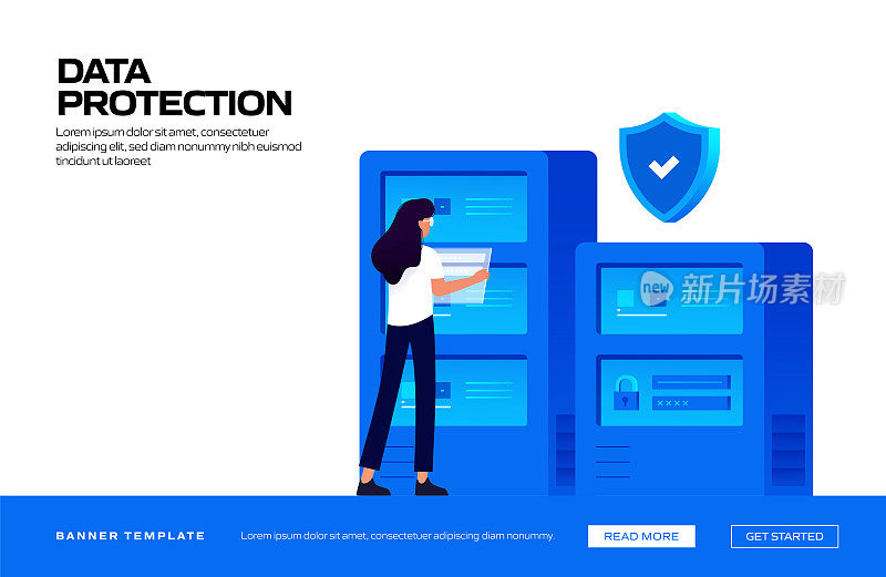数据保护概念矢量插图网站横幅，广告和营销材料，在线广告，商业演示等。