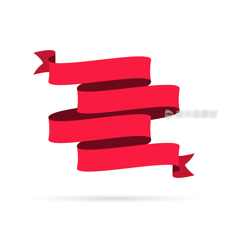 红色丝带孤立在白色背景-设计元素