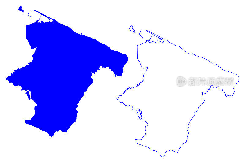 巴莱塔-安德里亚-特拉尼省(意大利，意大利共和国，阿普利亚地区)地图矢量插图，涂鸦草图巴莱塔安德里亚特拉尼省地图