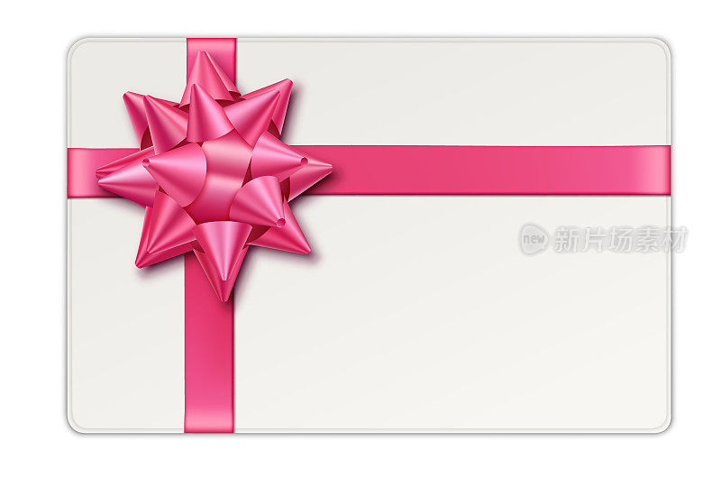礼品卡粉红色的礼物蝴蝶结和丝带