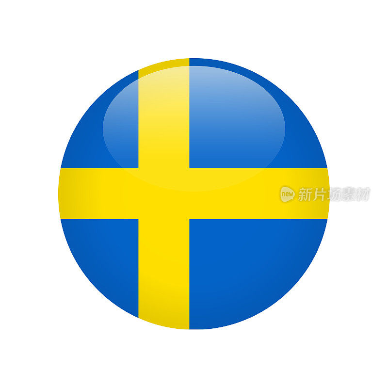 瑞典-旗帜图标矢量插图-轮