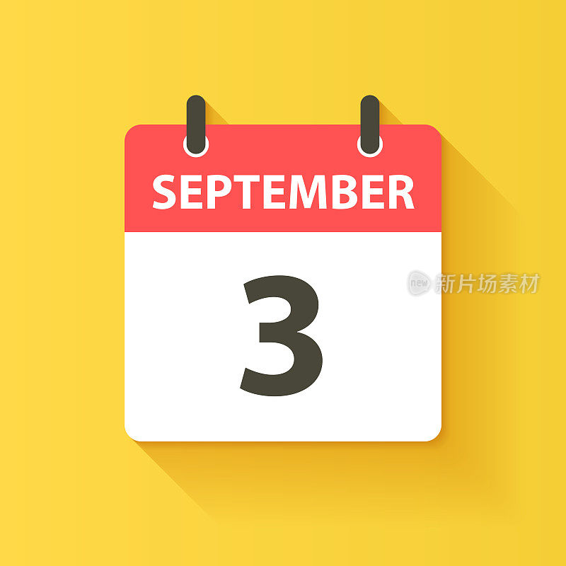 9月3日-每日日历图标在平面设计风格