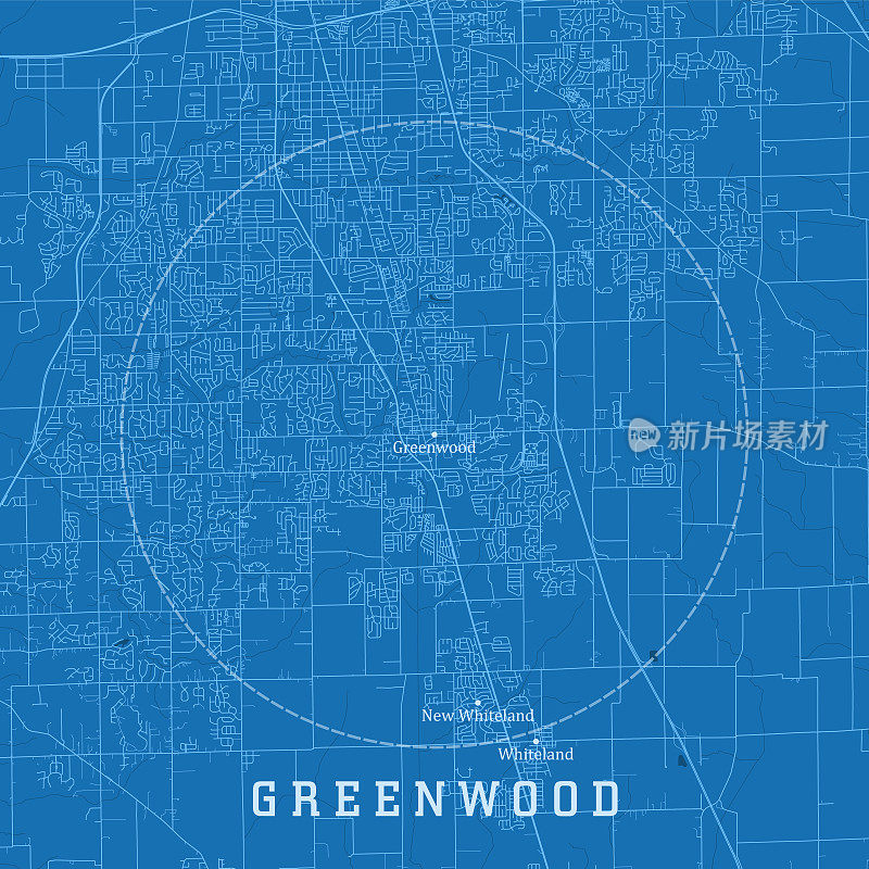 绿林在城市矢量道路地图蓝色文本
