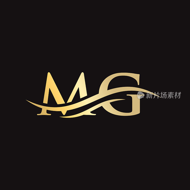 水波MG标志向量。Swoosh字母MG标志设计的商业和公司身份。