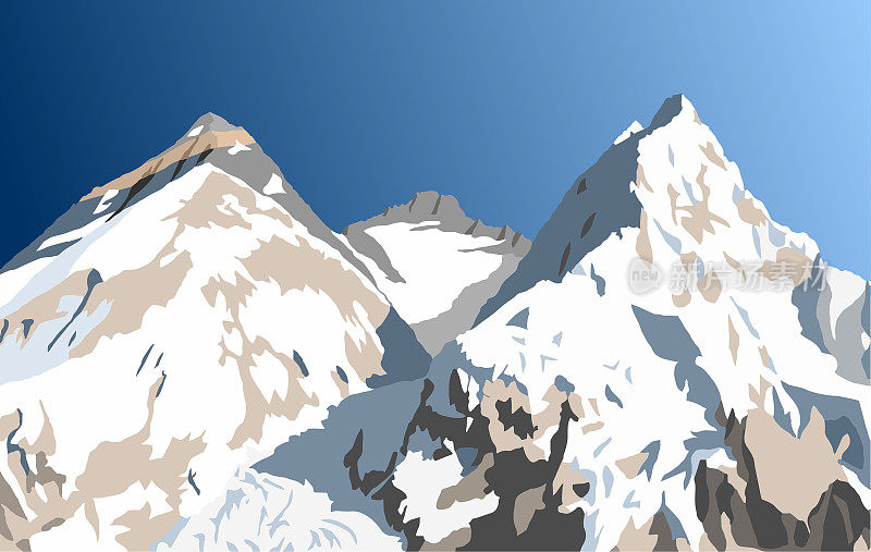 珠穆朗玛峰，尼泊尔的喜马拉雅山脉