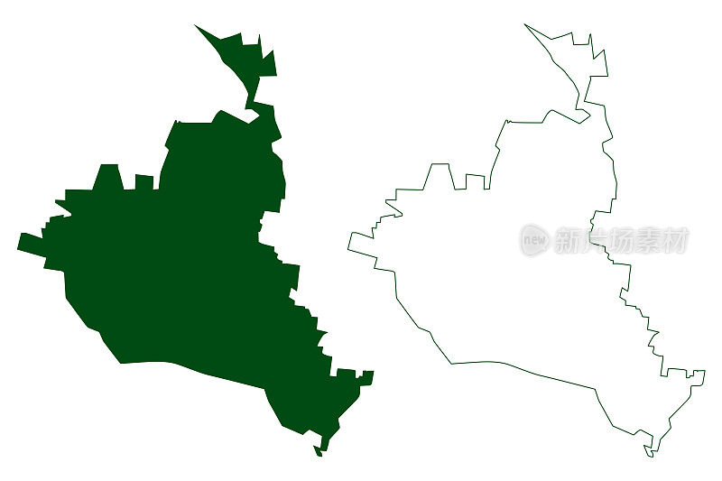 帕拉斯市(自由和主权国家科阿韦拉德萨拉戈萨，墨西哥，美国墨西哥)地图矢量插图，潦草素描帕拉斯地图
