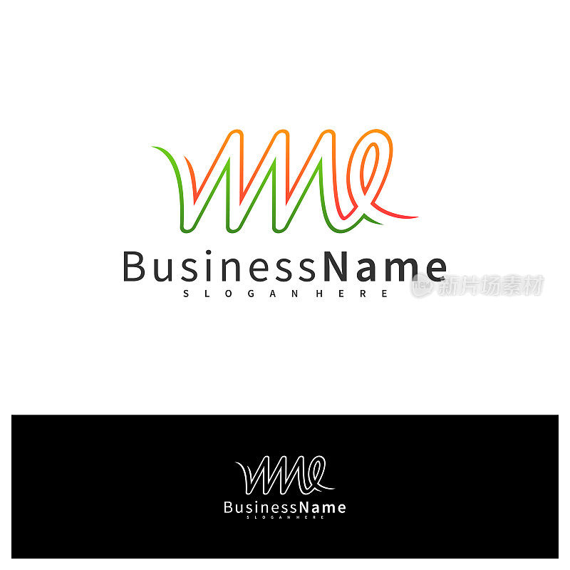 字母WME标志设计矢量模板，初始WME标志概念插图。