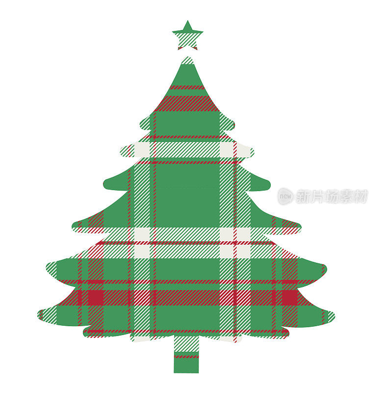 格纹圣诞图标元素-圣诞树