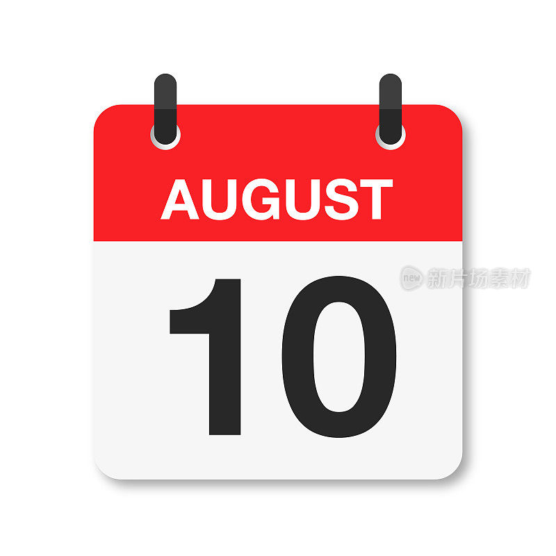 8月10日-每日日历图标-白色背景