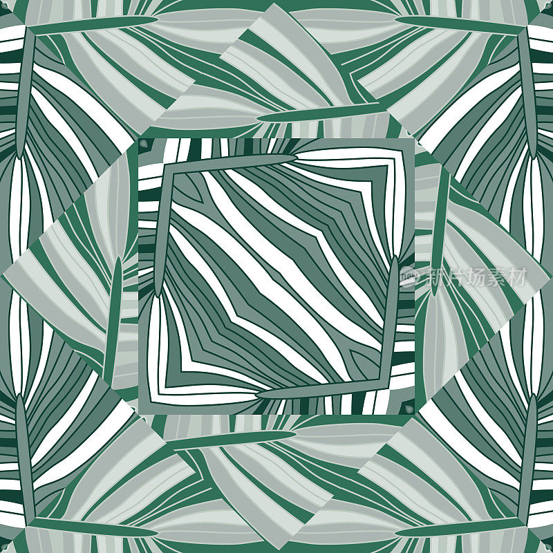 抽象线条几何装饰无缝图案。波浪马赛克几何无尽壁纸。