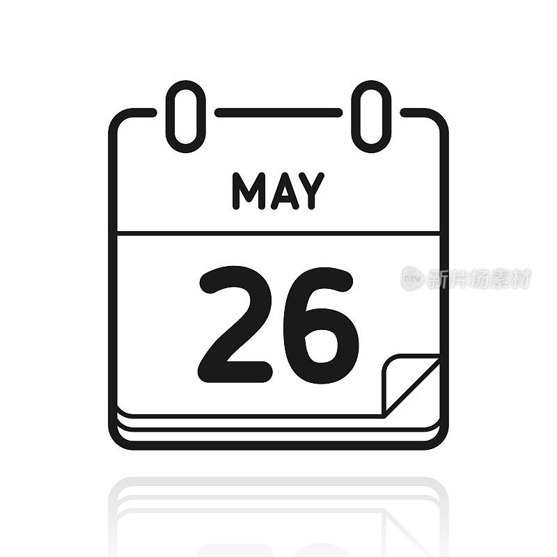 5月26日。白色背景上反射的图标