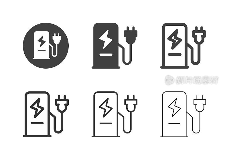 电动汽车充电站图标-多系列