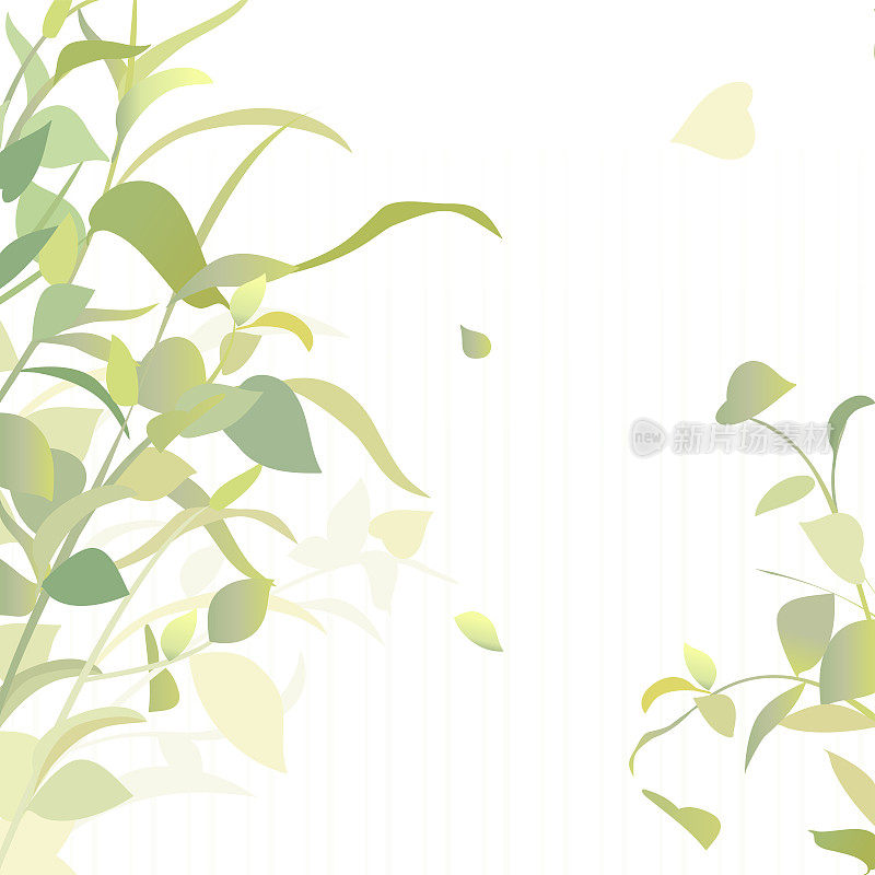 装饰春天壁纸的图案幼芽的树木，野生草本植物，清新的绿色颜色。用于设计，传单，卡片，横幅，关于生态的主题