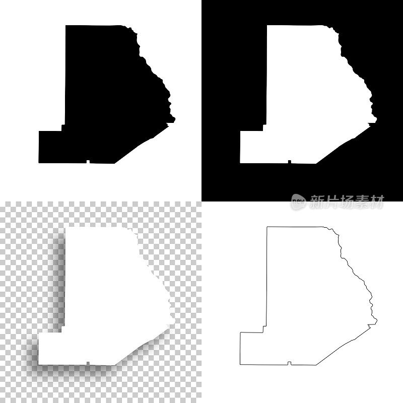 门罗县，乔治亚州。设计地图。空白，白色和黑色背景