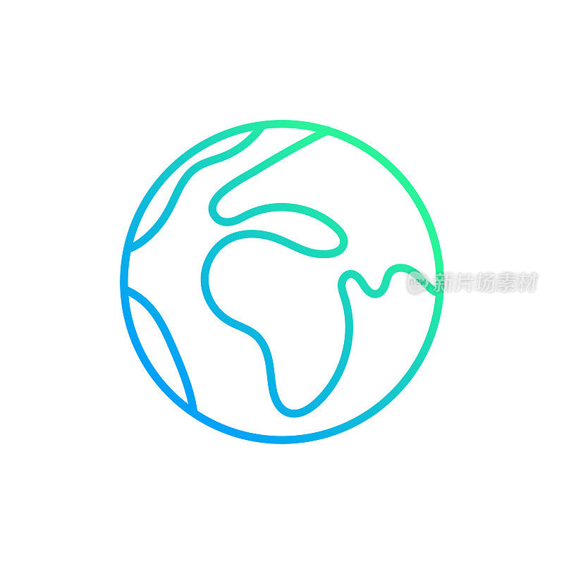 行星地球梯度线图标。Icon适用于网页设计、移动应用、UI、UX和GUI设计。