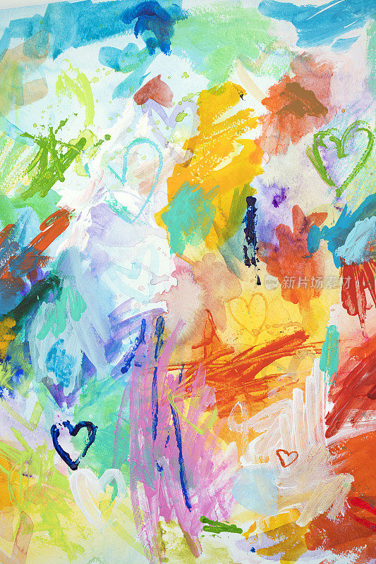 心和涂鸦-彩色的乱画