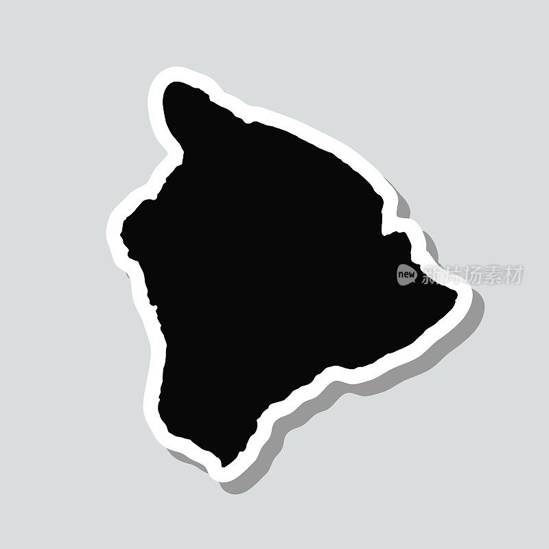夏威夷岛地图贴纸上的灰色背景