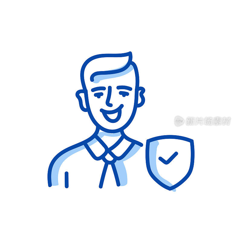 信任线图标和涂鸦,素描,手绘,设计元素