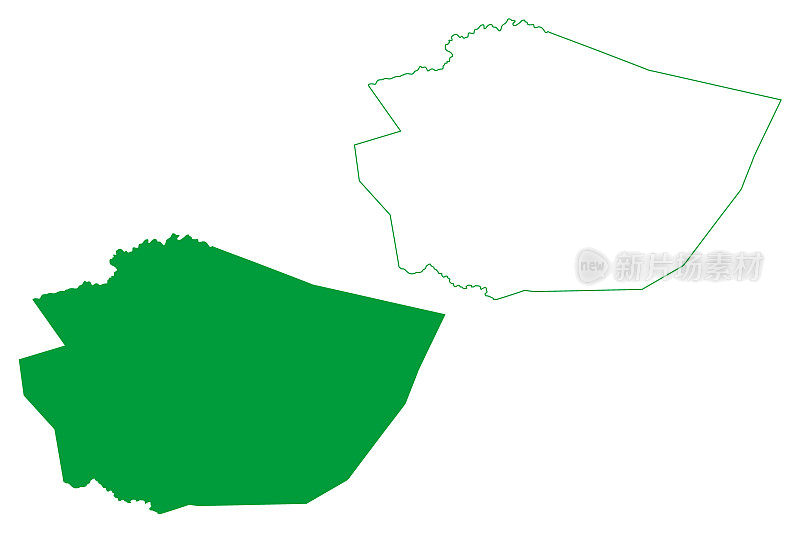 平多巴市(Alagoas州，巴西市政当局，巴西联邦共和国)地图矢量插图，潦草素描平多巴地图