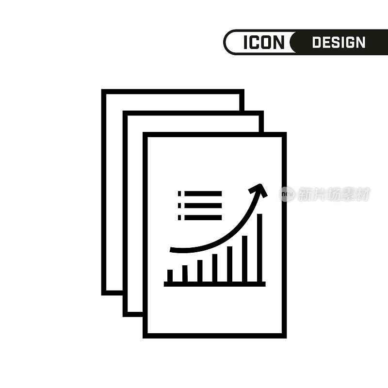 评估行图标。单一的图标设计。多用途和编辑细线设计。