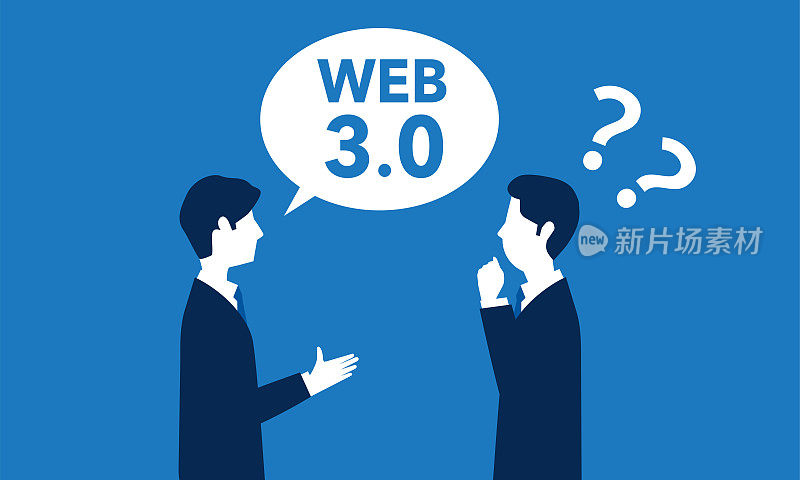 商人看不懂WEB3，讲话泡泡写了“WEB3”，矢量插图