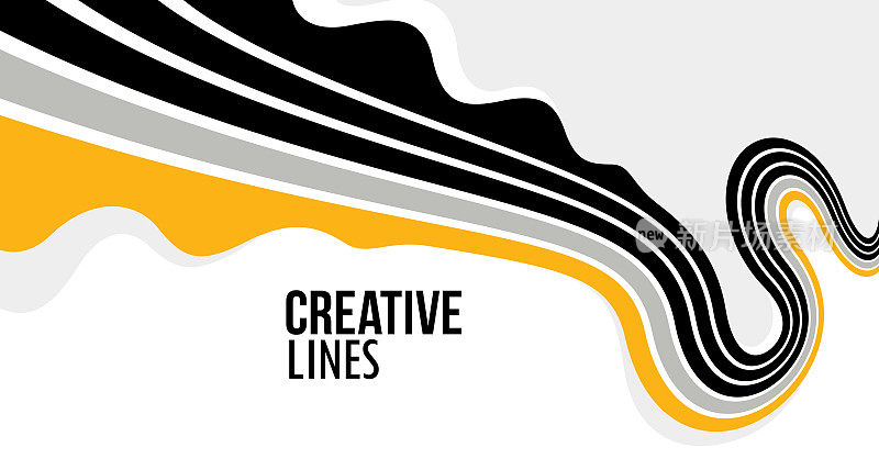 线条在运动矢量抽象背景，三维透视创意光学设计条纹，声音和音乐概念，流动的线条。