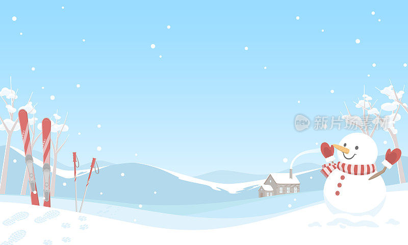 矢量插图的冬季旗帜背景。冰雪景观的概念。