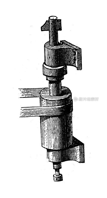 古董插图，应用机械和机器:抛光机锉刀机床