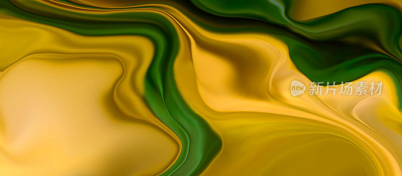 黄色和绿色流动的抽象背景。