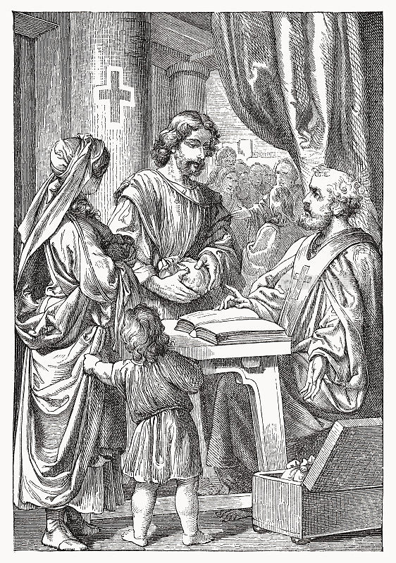 早期信徒团契，木版画，出版于1894年