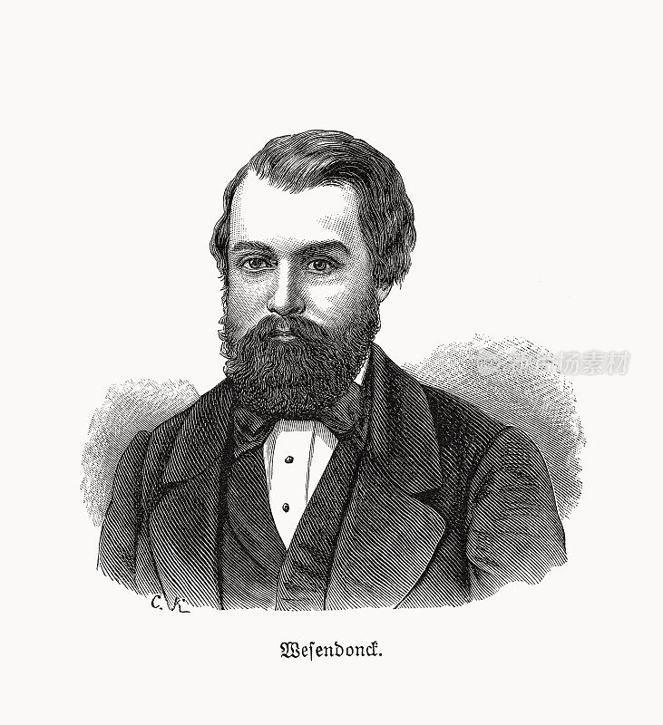 雨果・威森东克(1817-1900)，德国企业家和政治家，木刻作品，1893年出版