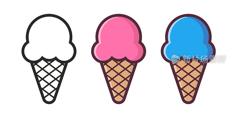 冰淇淋蛋筒设计甜点图标