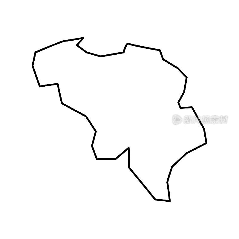 比利时的地图。比利时线性风格。线性图标