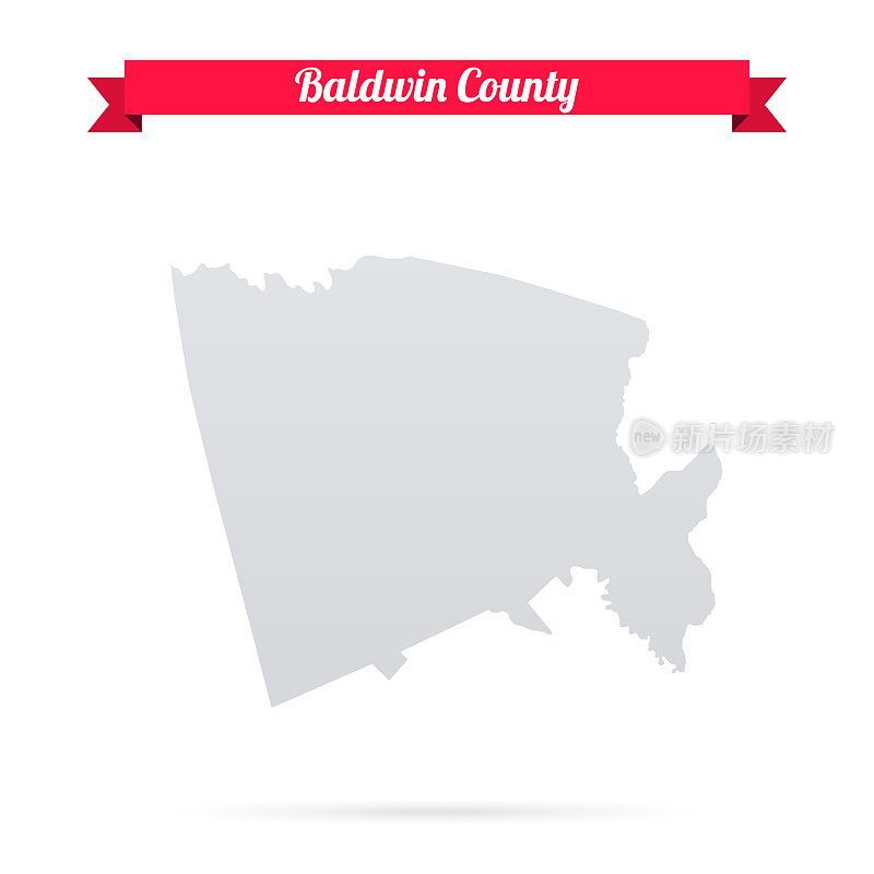 鲍德温县，乔治亚州。白底红旗地图