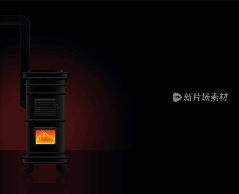 有暖气的房间——一个老式的铸铁火炉在寒冷的冬天提供了舒适的温暖。