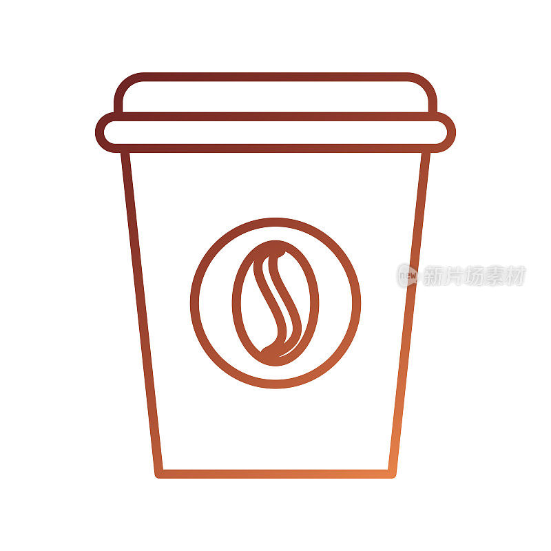 一次性咖啡杯图标与咖啡豆徽章