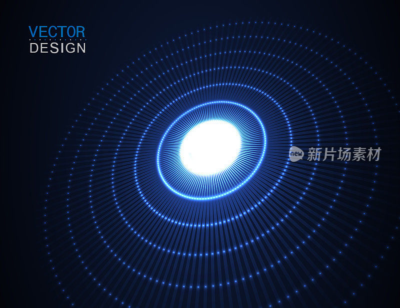 圈光效果与蓝线。抽象的背景。矢量图形设计。