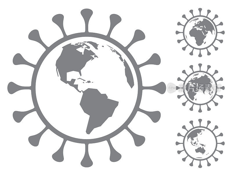 全球病毒大流行图标-冠状病毒