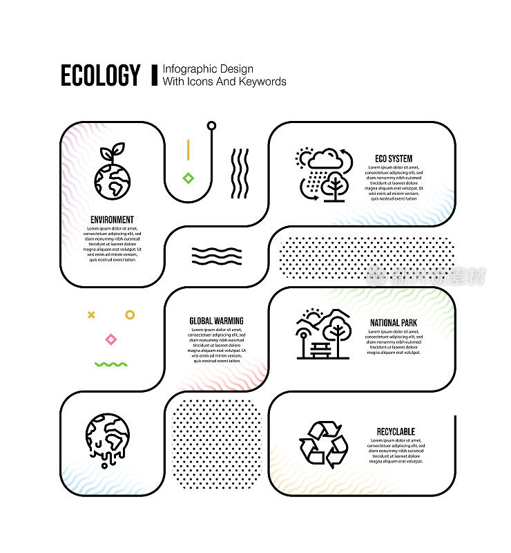 信息图设计模板与生态关键字和图标
