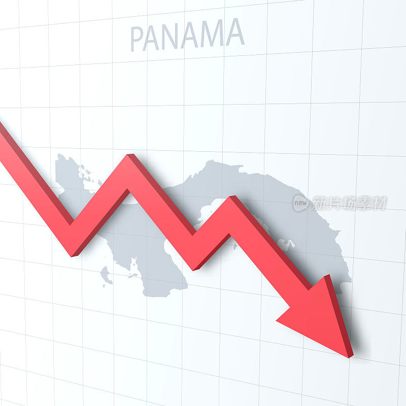 下落的红色箭头与巴拿马地图的背景