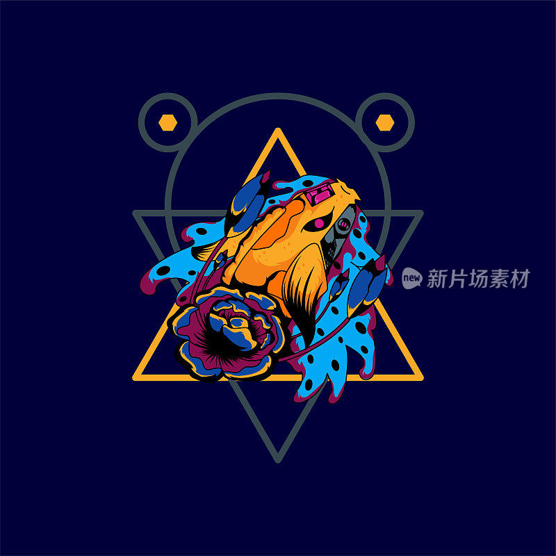机甲鲤鱼具有神圣的几何形状，适合设计t恤、海报、手机外壳等。