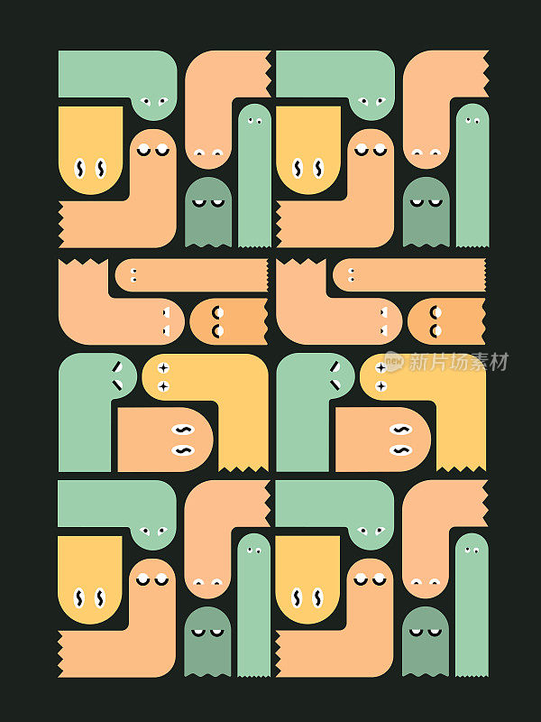 彩色鬼怪图案设计，代表万圣节节日