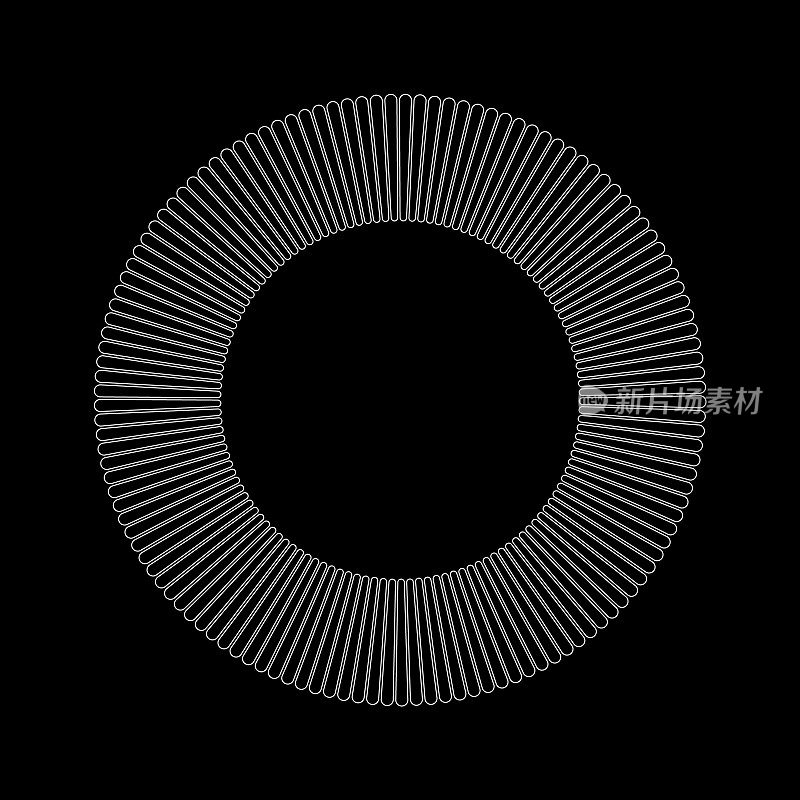 抽象的圆形与辐射线在黑色。