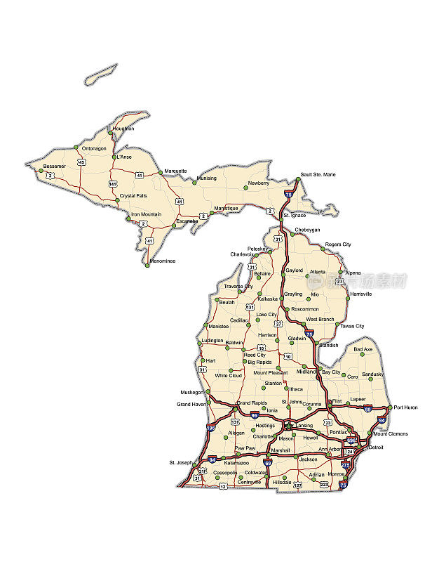 密西根州高速公路地图